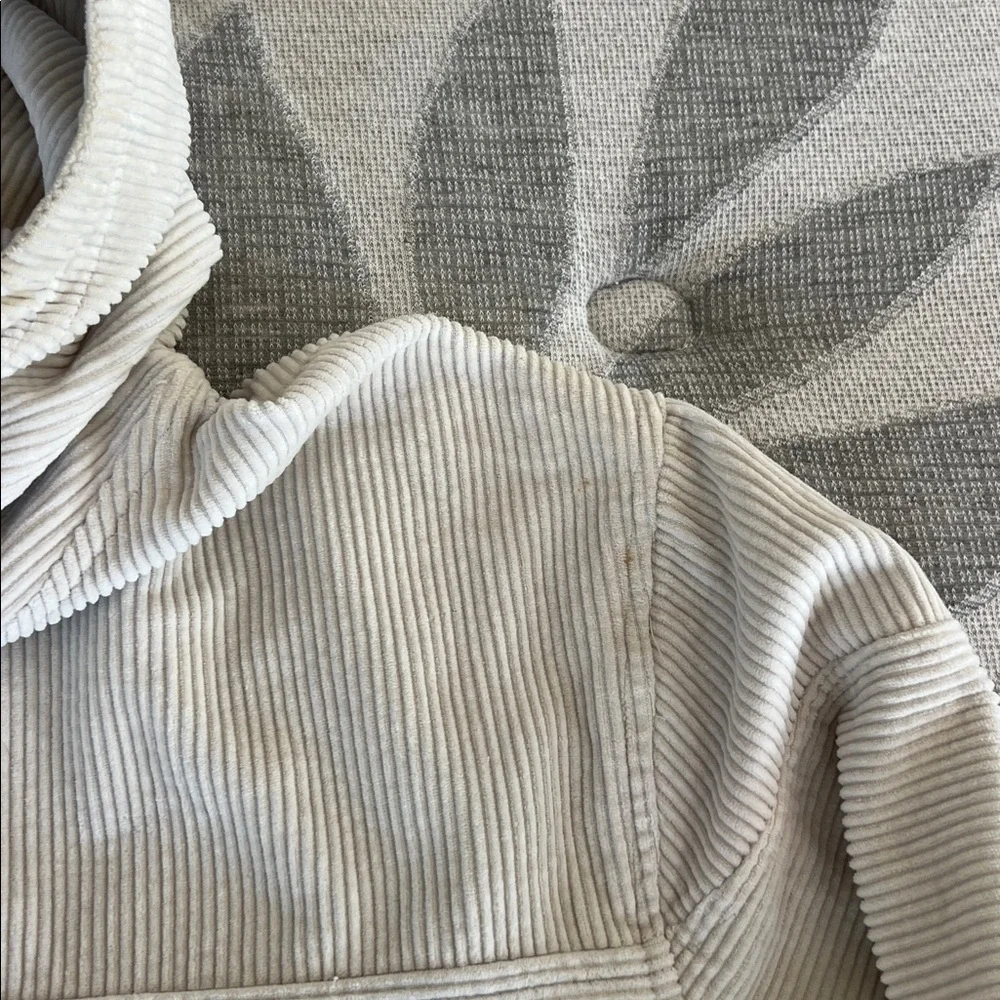 Kith Light CreamCorduroy Hoodie with double pockets Draw string on waist - Picture 4 of 4